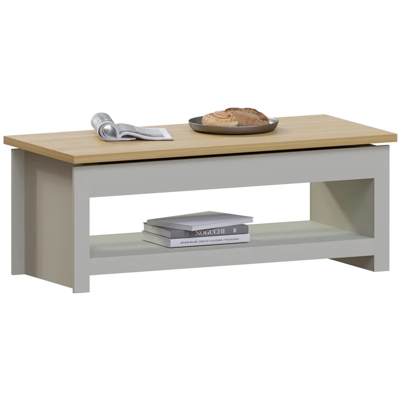 Vida Designs Arlington Coffee Table Sliding Top With Storage 1 Shelf MDF Living Room (Grey)