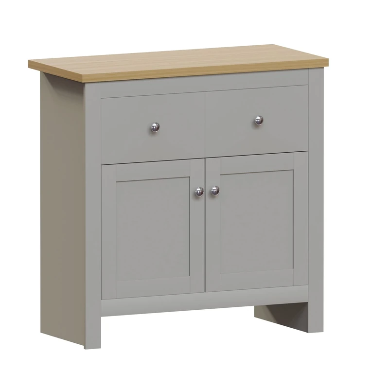 Vida Designs Arlington Sideboard, Buffet Table, Cupboard Cabinet Engineered Wood (Grey & Oak, 2 Drawer 2 Door)