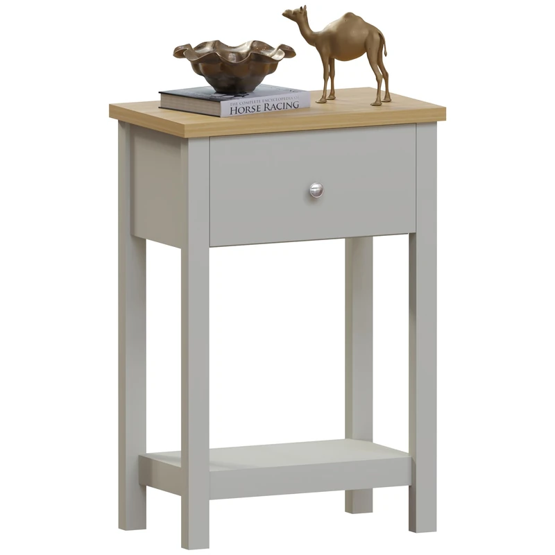 Vida Designs Arlington 1 Drawer Console Table, Engineered Wood, Grey & Oak, H 74 x W 50 x D 30 Cm