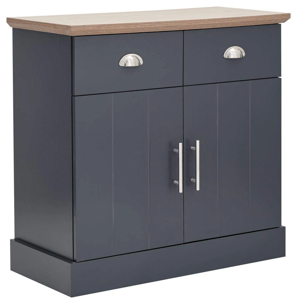 GFW Kendal Compact Sideboard Cabinet Unit With 2 Storage Drawers & Storage Cupboards, Contemporary Wooden Sideboards For Living Room, Dining Room & Kitchen, Slate Blue H77 x W79 x D39 Blue sideboard