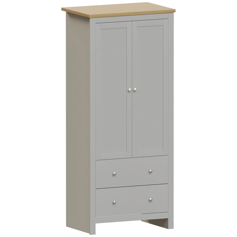 Vida Designs Arlington Wardrobe 2 Door 2 Drawer Bedroom Furniture Clothes Rail Storage (Grey)