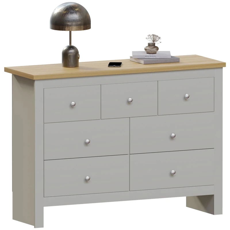 Vida Designs Arlington 4+3 Chest of Drawers Cabinet Storage Modern Bedroom Furniture (Grey)