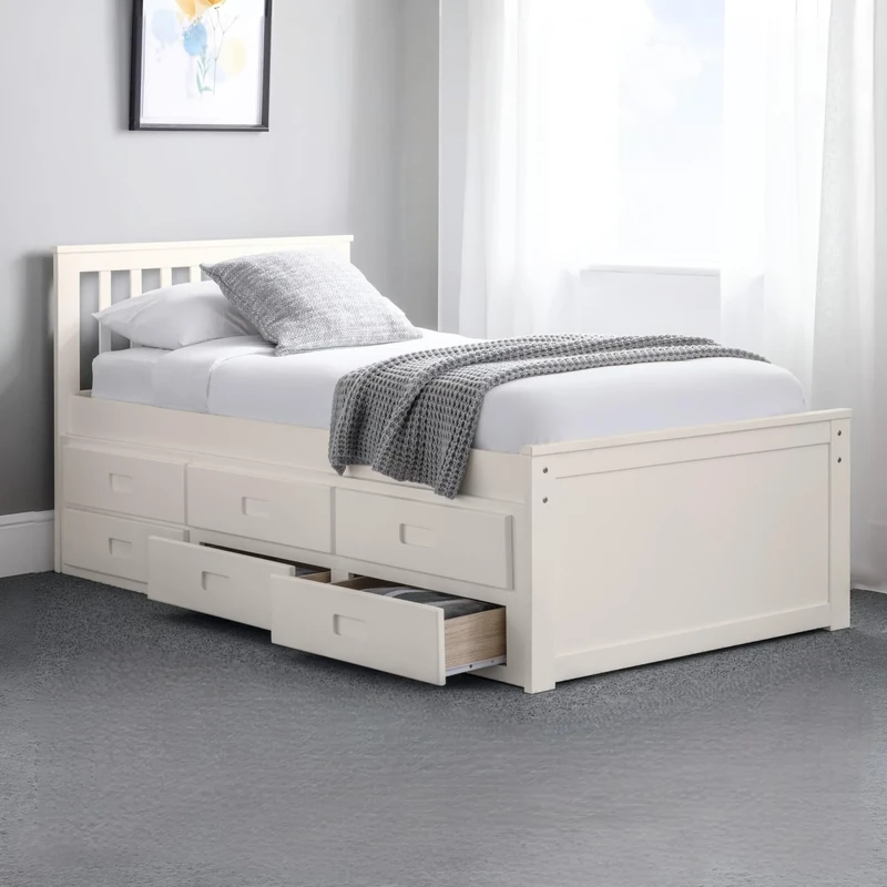Julian Bowen Maisie Captains Bed with Underbed and Drawers, White, Single