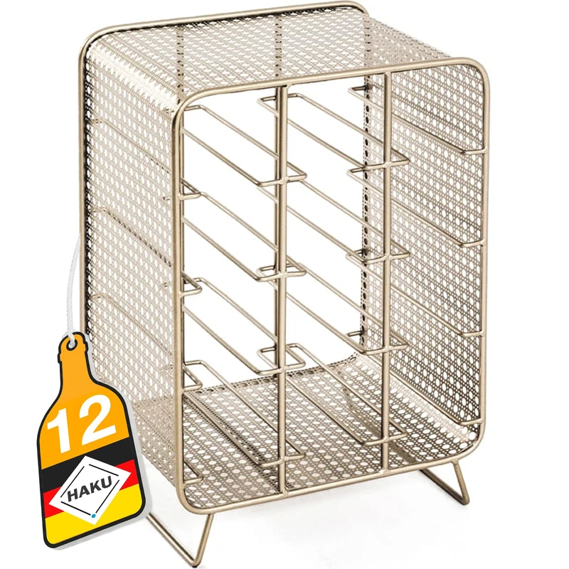 HAKU Möbel Bottle Rack Gold, Metal - Size: W 30 cm X H 46 cm X D 24 cm, Style: Art Deco