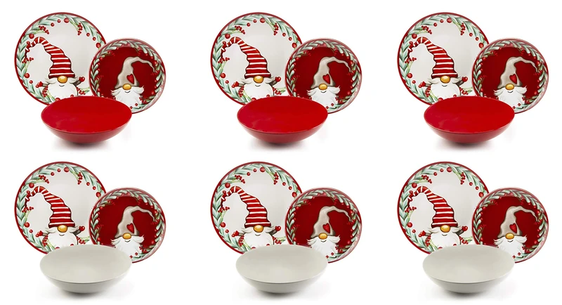 Excelsa Holly Gnomo Dinner Set 18 Pieces, Porcelain - Image 1