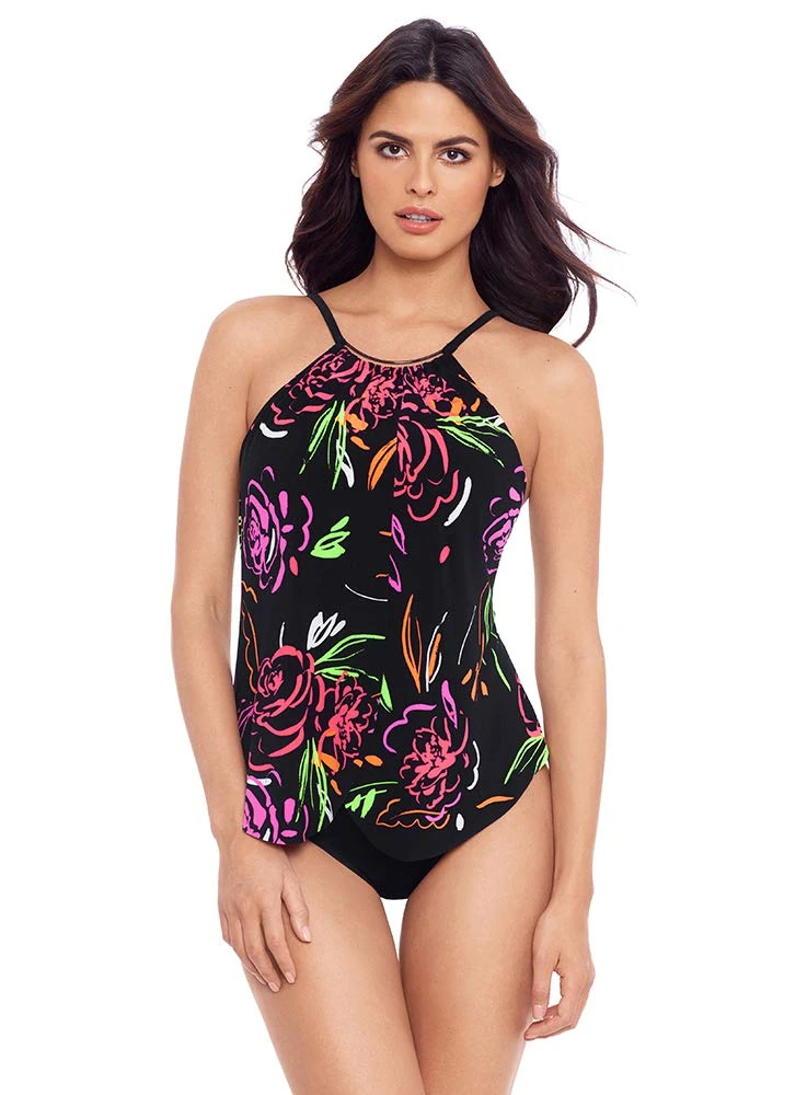 Magicsuit Women's Swimwear Oasis Jill High Neckline Soft Cup One Piece Swimsuit with Adjustable Straps - - 10