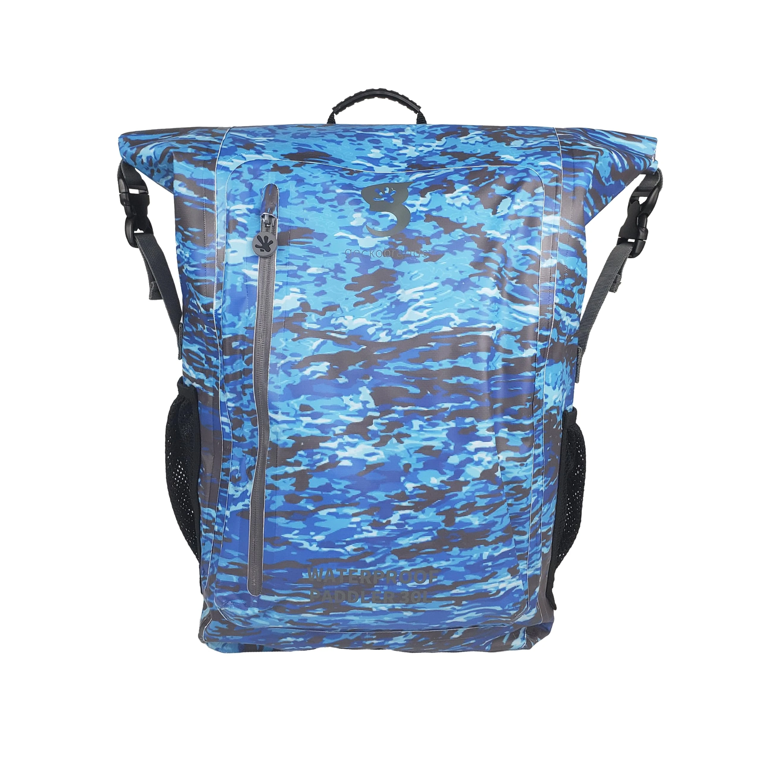 geckobrands Paddler 30L Waterproof Backpack, Ocean geckoflage, Ocean Geckoflage, 30L US, Traveling