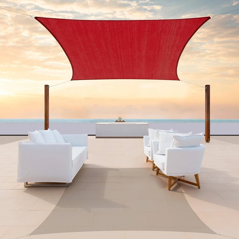 ColourTree 14' x 14' Red Sun Shade Sail Square Canopy Fabric Cloth Screen, Water Permeable & UV Block UPF50, Heavy Duty, Carport Patio Outdoor - (We Customize Size)