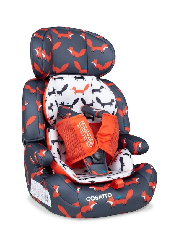 Cosatto Zoomi Toddler Car Seat & Booster Seat | 9 Months-12 Years | 5 Point Anti-Escape Harness, Adjustable Headrest, Removable Washable Covers - Forward Facing for Group 123 (Charcoal Mister Fox) - Image 1
