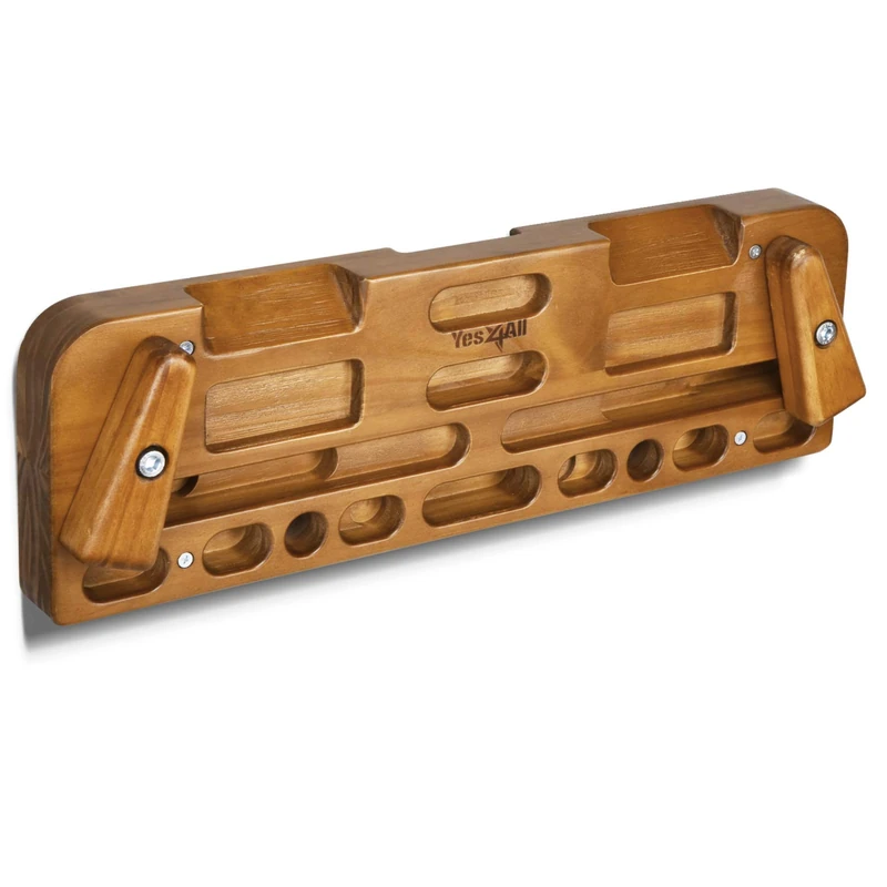 Yes4All Wooden Hang Board/Rock Climbing Board for Doorway - Climbing Fingerboard Hold Home Equipment, Hand Strengthener Equipment for Training Finger, Grip and Pull Up, Have Phone Storage