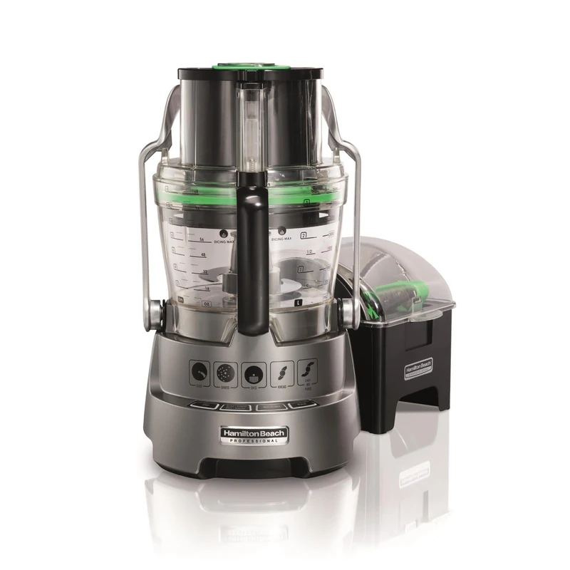 Hamilton Beach Food Processor, 3.3L Bowl Capacity, 600W, Big-Mouth Feed Tube, Stack and Snap, Plastic, Dice, Slice, Shred, Chop, Puree, Knead, Easy Clean, Silver - 70825-SAU