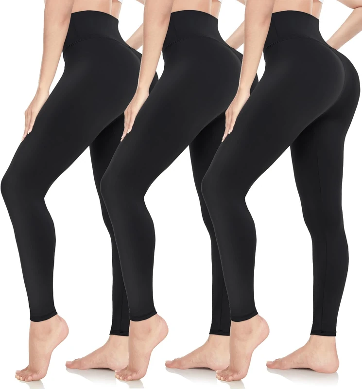 ACTINPUT Black Leggings for Women Soft High Waisted Tummy Control Leggings Sports Workout Gym Running Yoga Pants(Black*3,S-M)