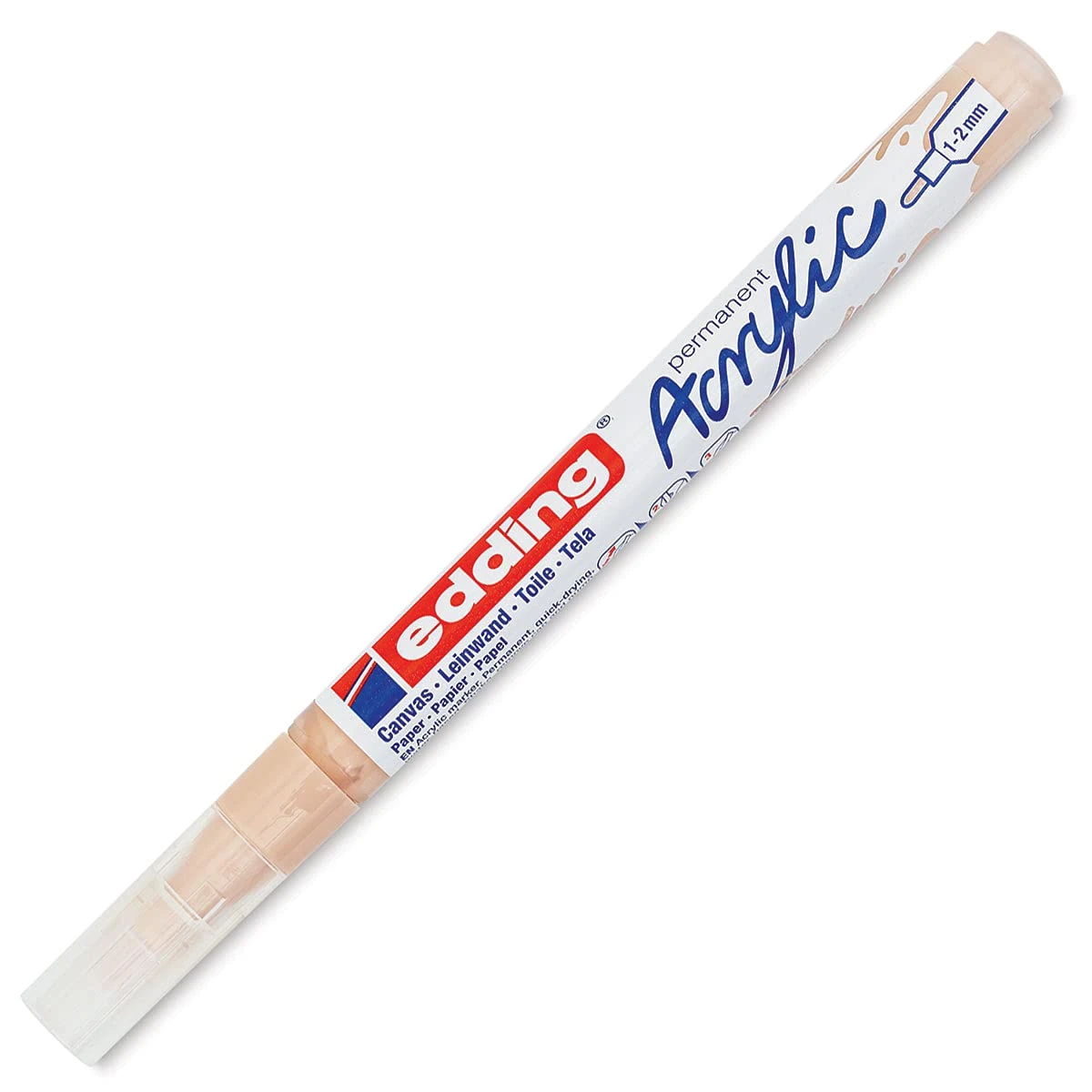 edding 5300 acrylic marker fine - beige - 1 waterproof acrylic paint marker - fine round nib 1-2mm - acrylic paint pen for drawing on canvas, art paper and wood - acrylic markers for pebbles
