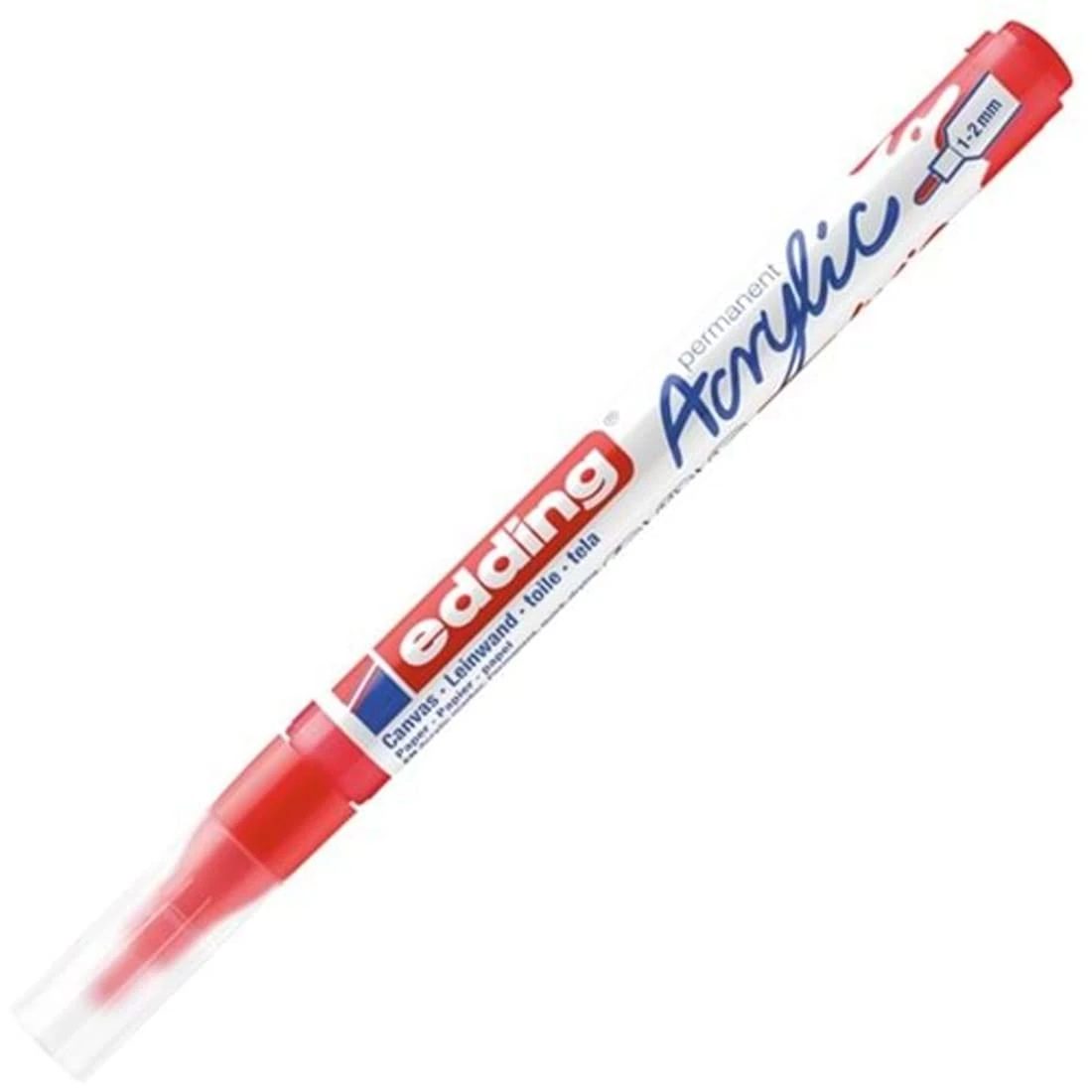 edding 5300 acrylic marker fine - red - 1 waterproof acrylic paint marker - fine round nib 1-2mm - acrylic paint pen for drawing on canvas, art paper and wood - acrylic markers for pebbles