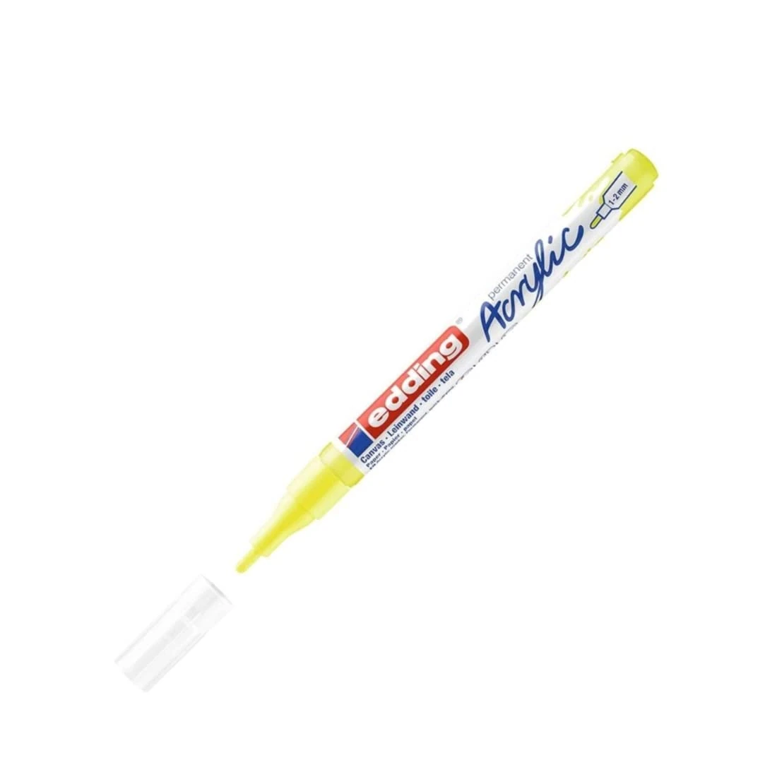 edding 5300 acrylic marker fine - neon-yellow - 1 waterproof acrylic paint marker - fine round nib 1-2mm - acrylic paint pen for drawing on canvas, art paper and wood - acrylic markers for pebbles