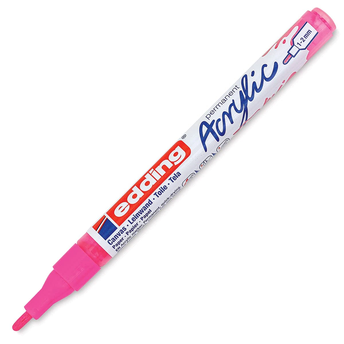 edding 5300 acrylic marker fine - neon-pink - 1 waterproof acrylic paint marker - fine round nib 1-2mm - acrylic paint pen for drawing on canvas, art paper and wood - acrylic markers for pebbles