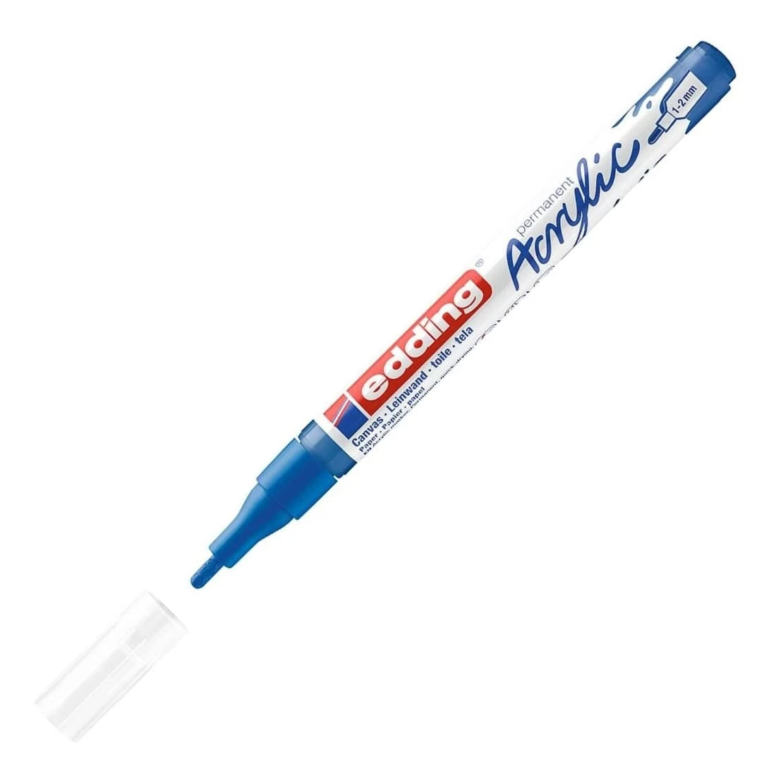 edding 5300 acrylic marker fine - blue - 1 waterproof acrylic paint marker - fine round nib 1-2mm - acrylic paint pen for drawing on canvas, art paper and wood - acrylic markers for pebbles