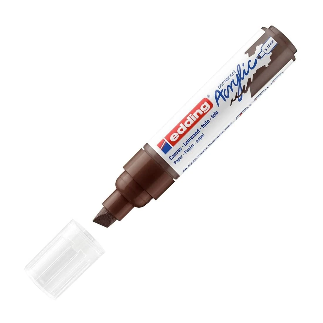 edding 5000 acrylic marker broad - brown - 1 waterproof acrylic paint marker - chisel nib 5-10 mm - acrylic paint pen for drawing on canvas, art paper and wood - acrylic markers for pebbles