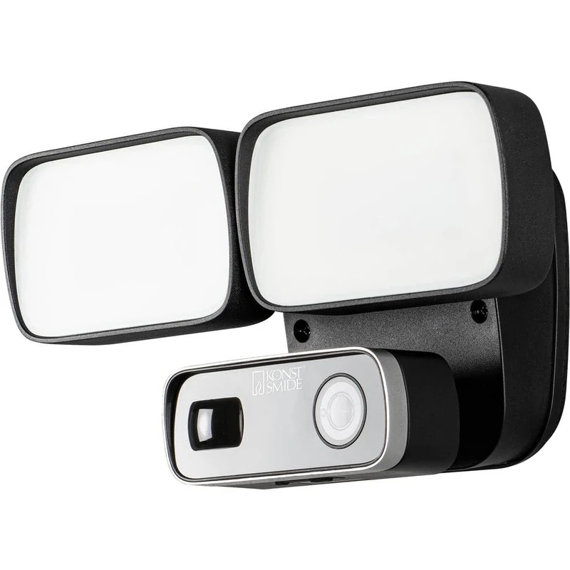Konstsmide Floodlight Camera/1080HD Wide Angle Security Camera with Built-in 2 x 12W Floodlights, Two-Way Talk and Siren Alarm/Use Free App