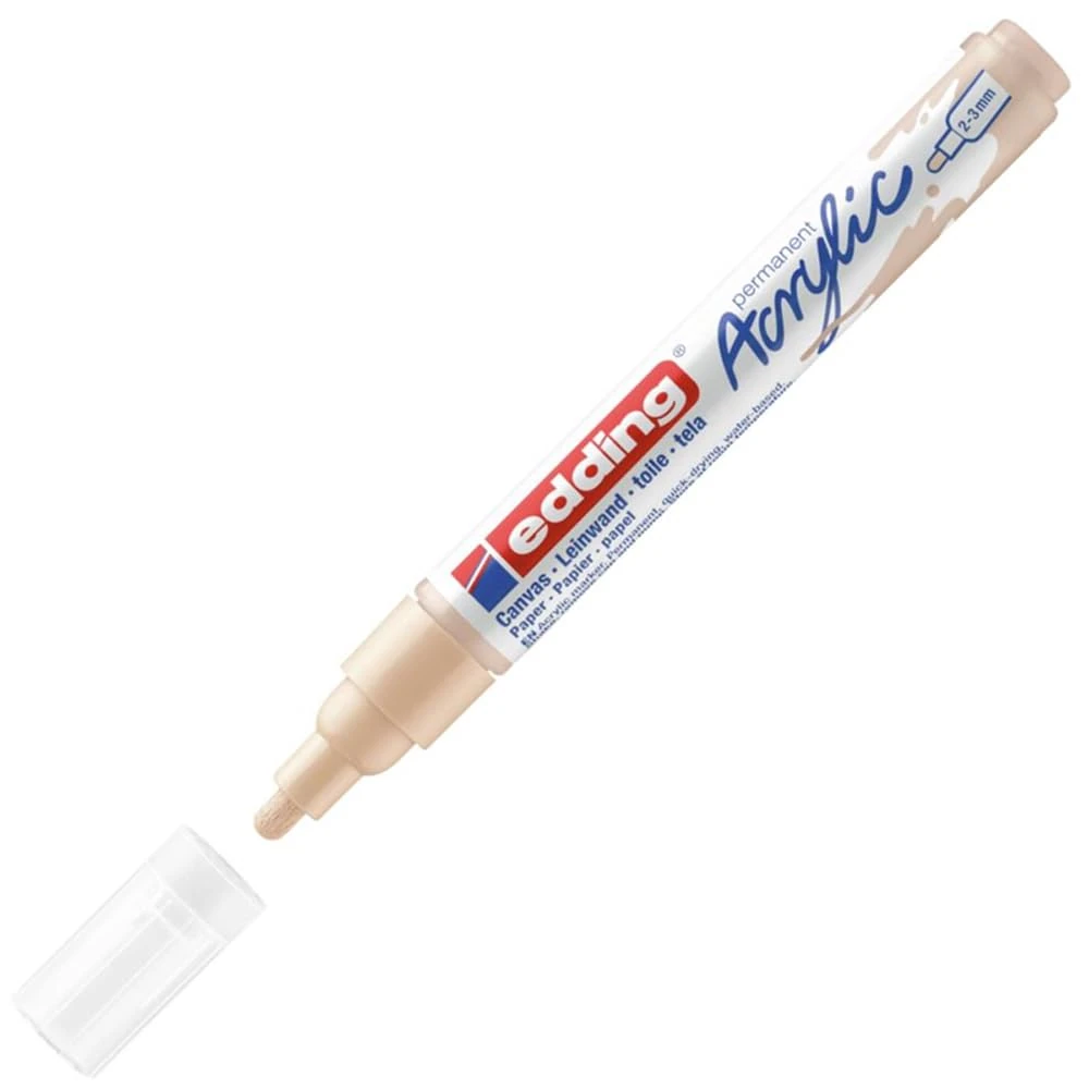 Edding 5100 Acrylic Paint Marker - Beige - Waterproof - Round Nib 2-3mm - For Canvas, Art Paper, Wood & Pebbles