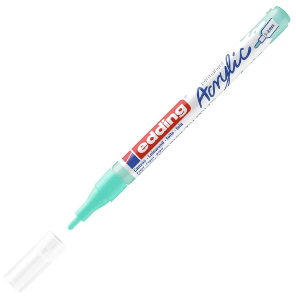 edding 5300 acrylic marker fine - turquoise - 1 waterproof acrylic paint marker - fine round nib 1-2mm - acrylic paint pen for drawing on canvas, art paper and wood - acrylic markers for pebbles