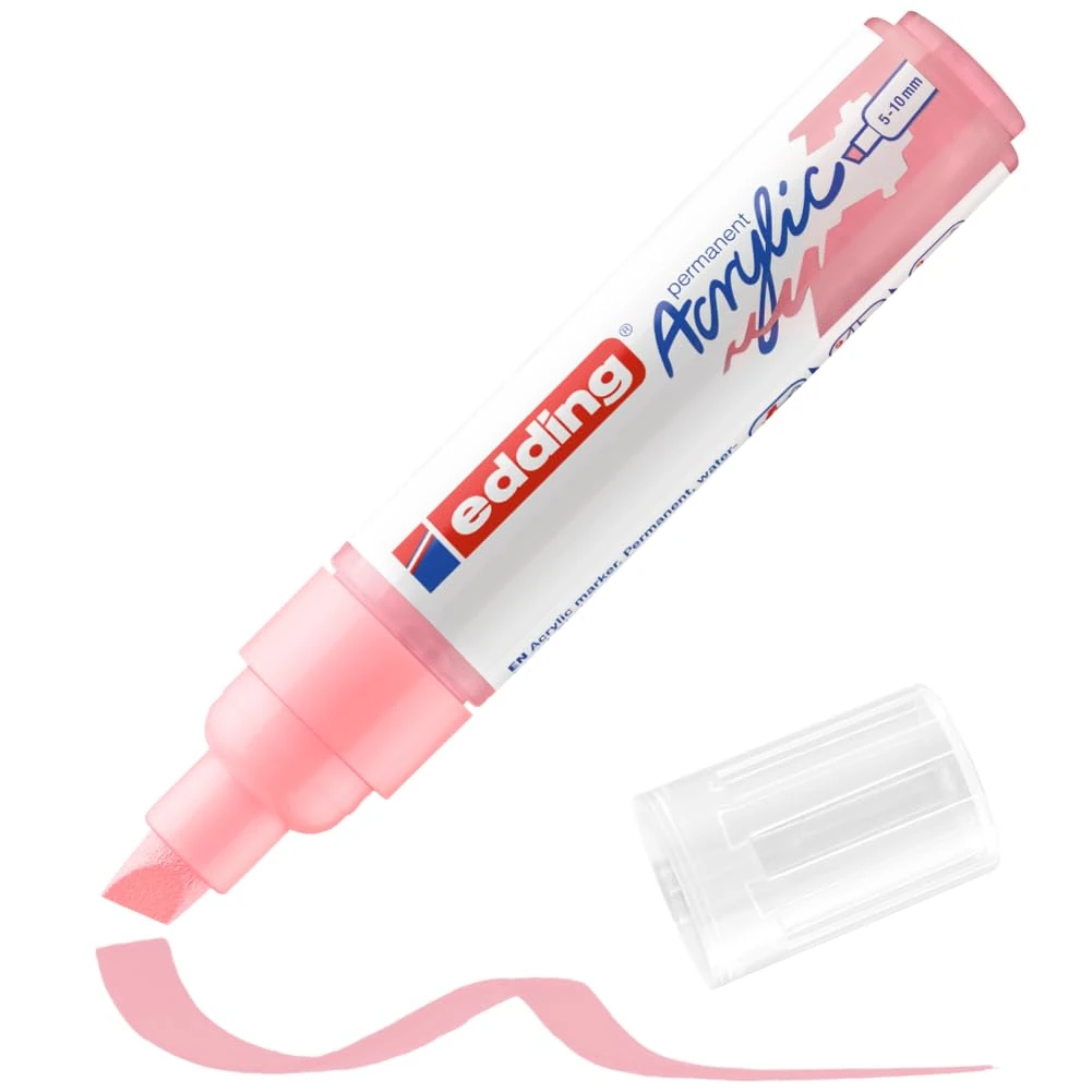 edding 5000 acrylic marker broad - rose - 1 waterproof acrylic paint marker - chisel nib 5-10 mm - acrylic paint pen for drawing on canvas, art paper and wood - acrylic markers for pebbles