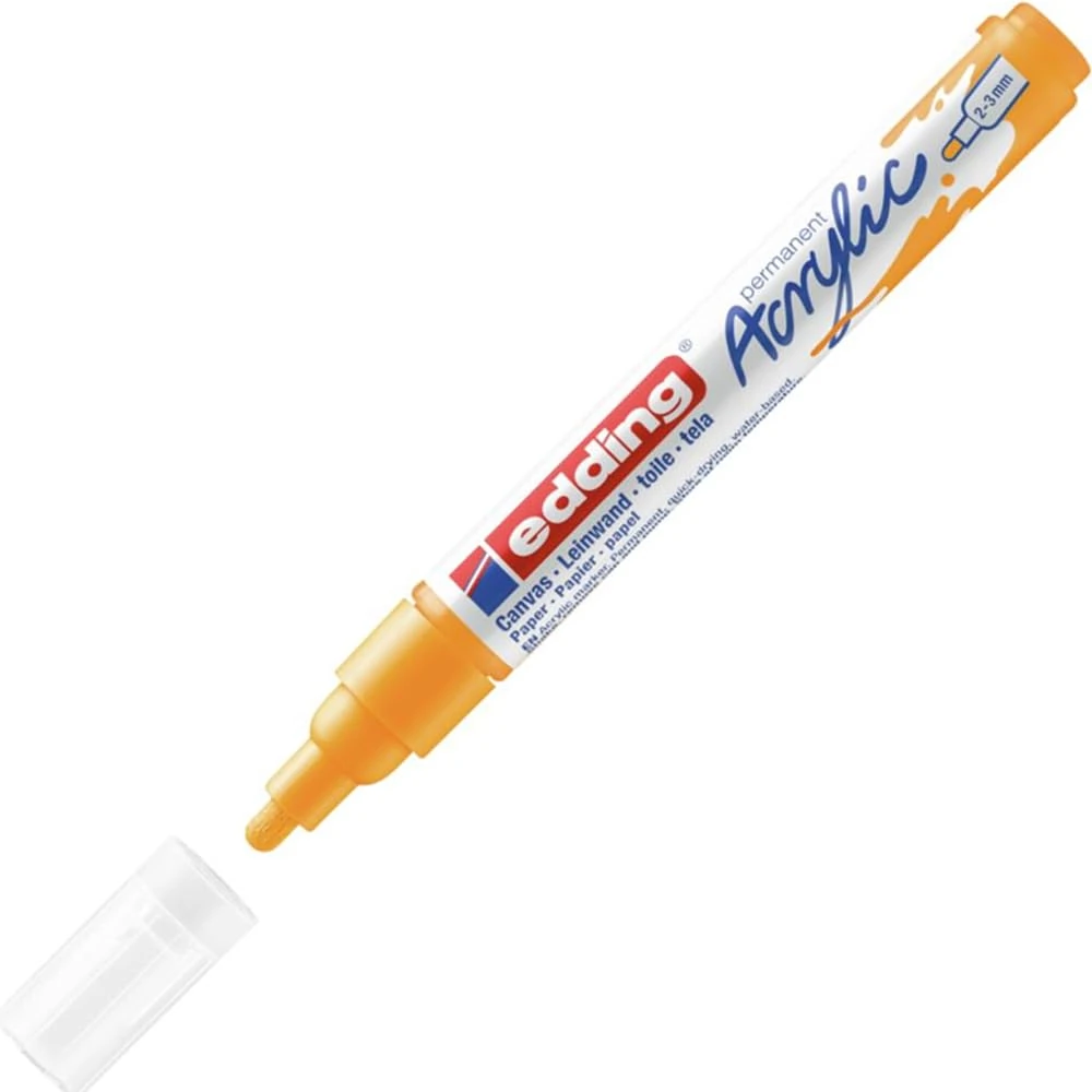 edding 5100 acrylic marker medium - sunny-yellow - 1 waterproof acrylic paint marker - round nib 2-3mm - acrylic paint pen for drawing on canvas, art paper and wood - acrylic markers for pebbles