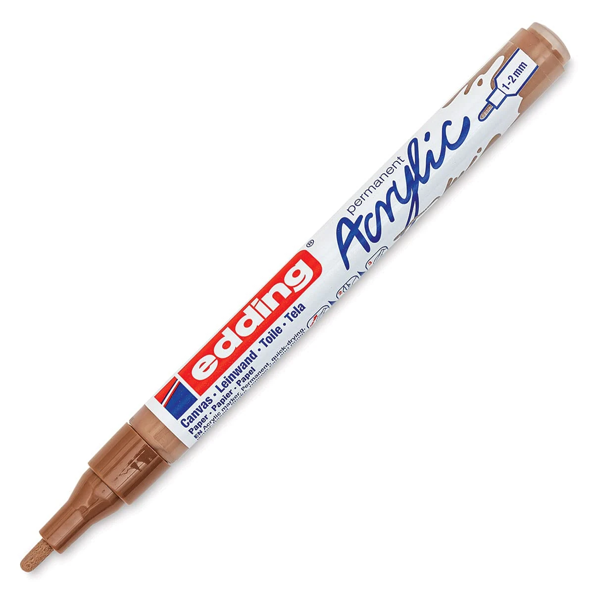 edding 5300 acrylic marker fine - hazel - 1 waterproof acrylic paint marker - fine round nib 1-2mm - acrylic paint pen for drawing on canvas, art paper and wood - acrylic markers for pebbles
