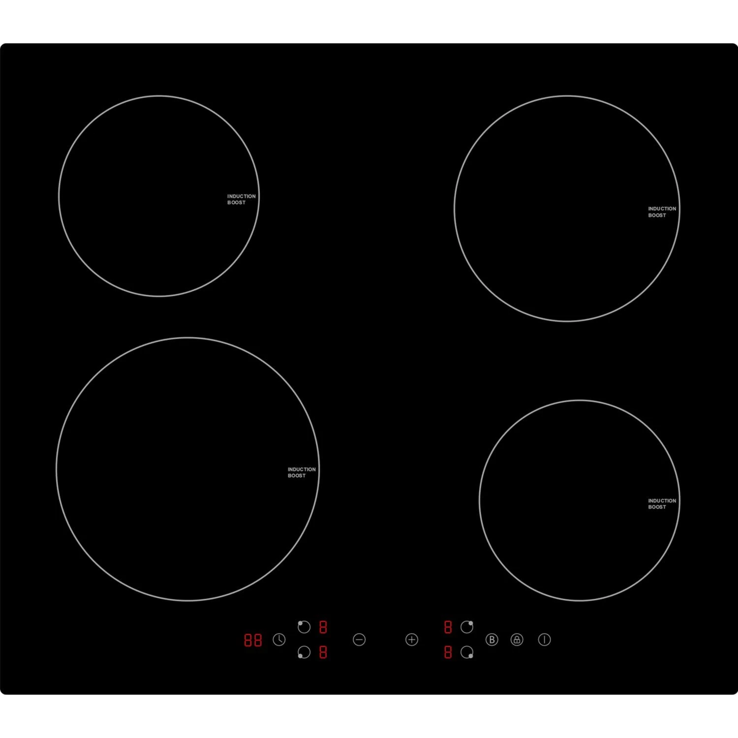 electriQ 60cm 4 Zone 13amp Plug In Induction Hob Black
