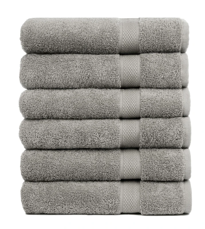 Pleasant Home Bath Towels Set of 6 (24” x 50”) 100% Cotton, 500 GSM | Lightweight, Soft & Absorbent Luxury Towels for Bathroom | for Gym, Pool & Spa | 6 Pack, Grey