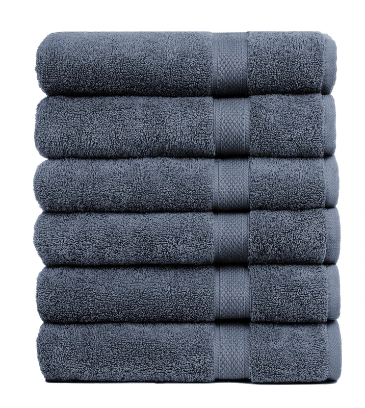 Pleasant Home Bath Towels Set of 6 (24" x 50") 100% Cotton, 515 GSM | Lightweight, Soft & Absorbent Luxury Towels for Bathroom | for Gym, Pool & Spa | 6 Pack, Navy