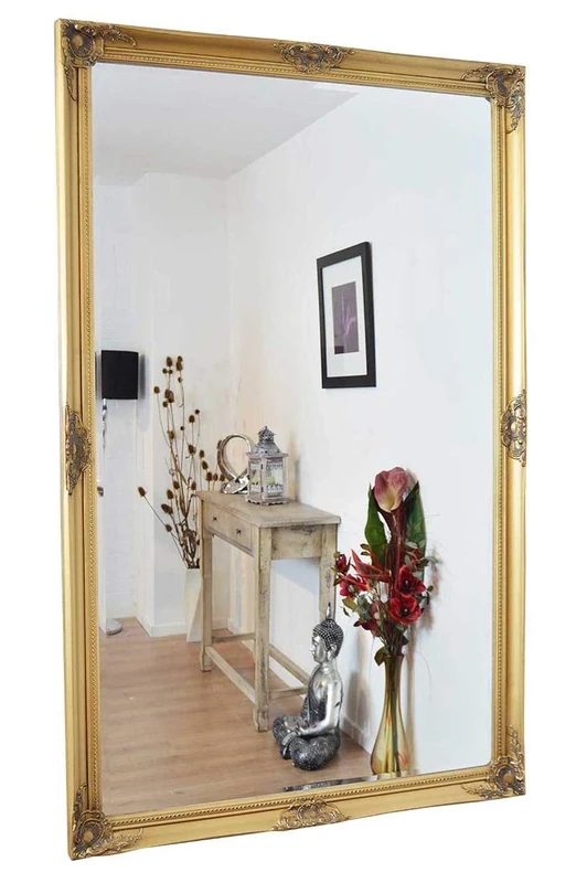 Large Vintage Gold Ornate Wall or Leaner Mirror With Bevelled Glass 168 X 107 cm, XY085-A
