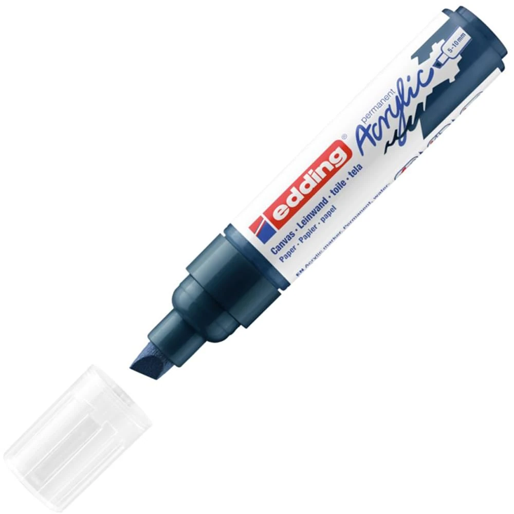 edding 5000 acrylic marker broad - dark-blue - 1 waterproof acrylic paint marker - chisel nib 5-10 mm - acrylic paint pen for drawing on canvas, art paper and wood (Packaging may vary)