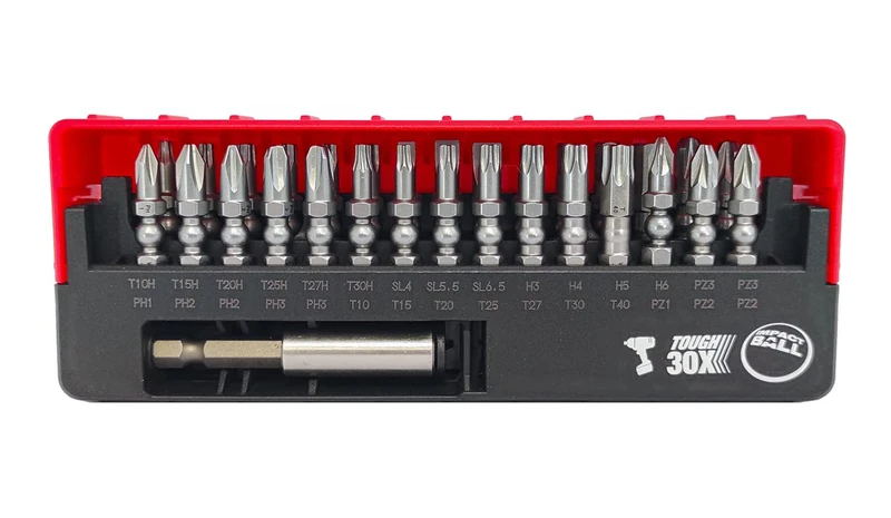 VESSEL Set of 30 Impact Ball Torsion Screwdriver Bits + Bit Holder