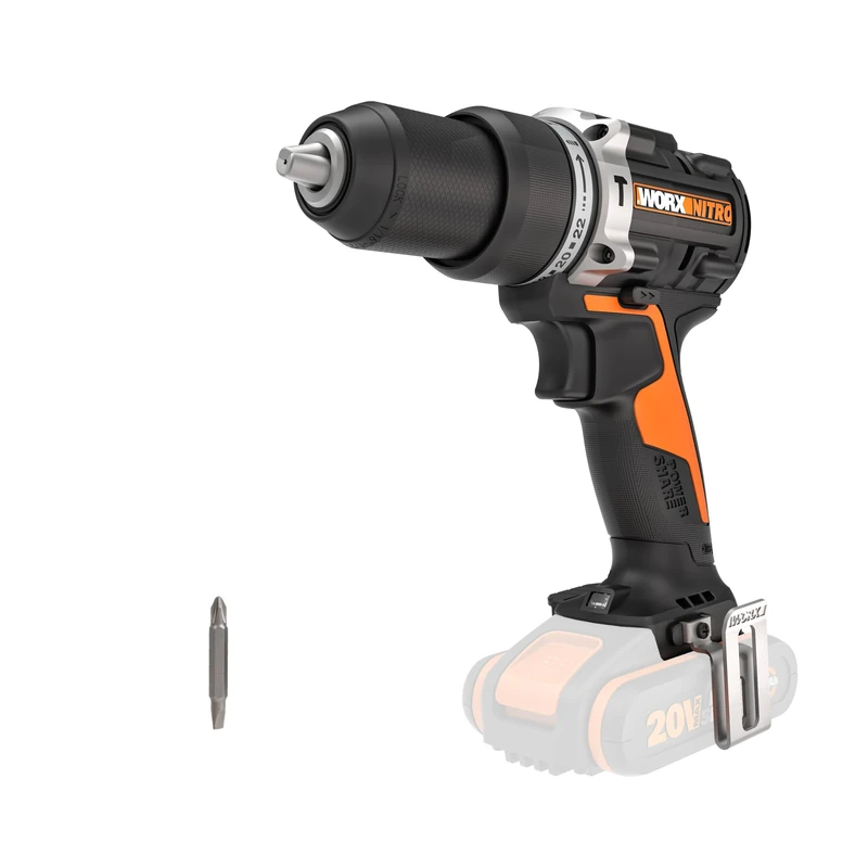 WORX Brushless Hammer Drill 20V | PowerShare |WX352.9 - No Battery, No Charger | Brushless Motor, 13mm Chuck, Variable Speed Control, 22+1+1 Torque Settings