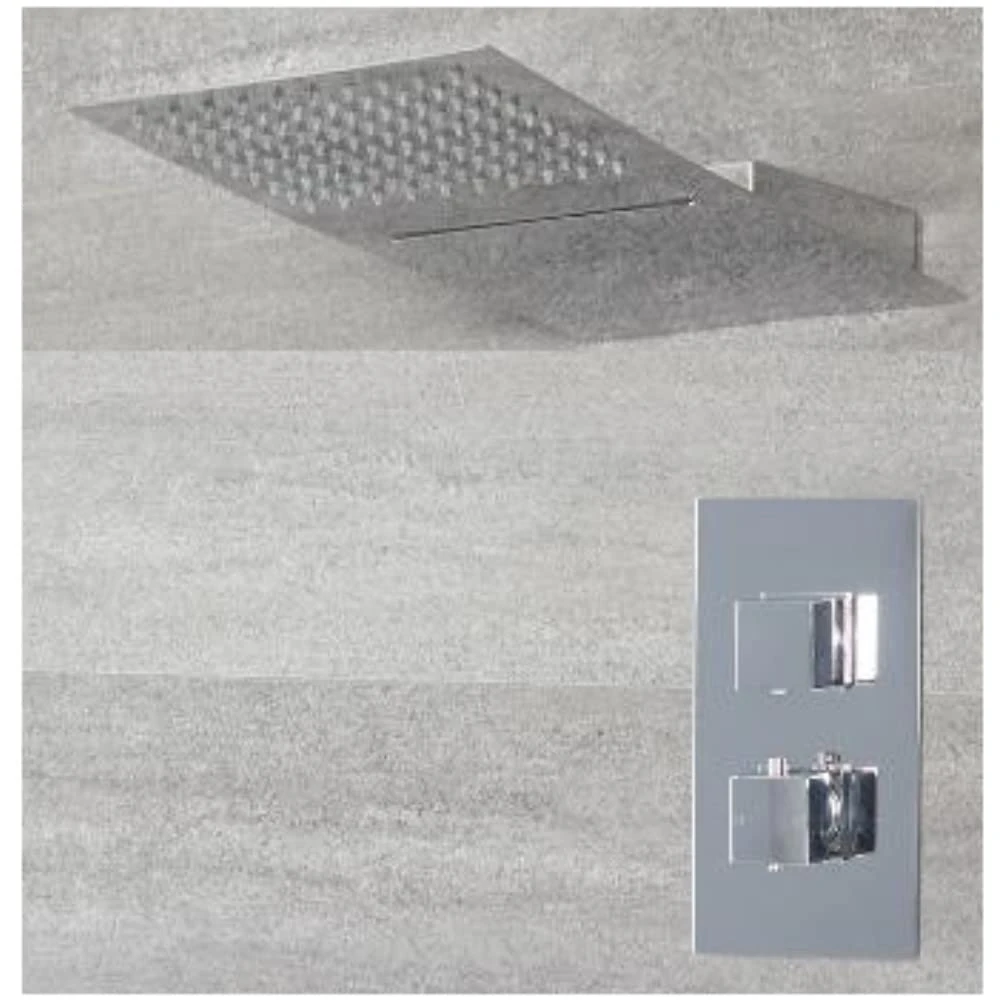 Milano Arvo Thermostatic Mixer Valve 200mm x 500mm Wall Mounted Waterblade Shower Head - Chrome