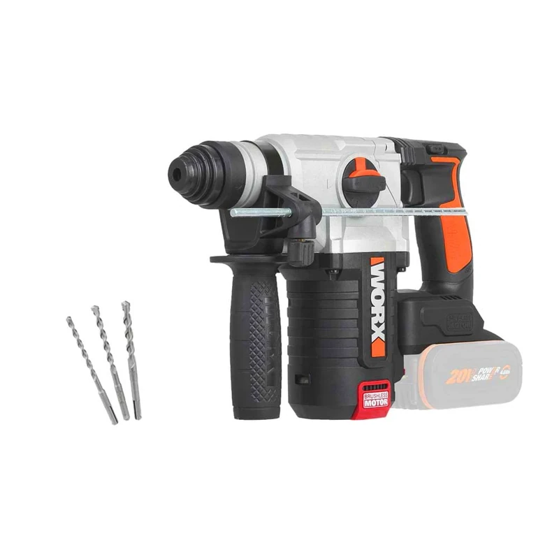 WORX, Worx 3 Function Brushless Hammer 2.2J 20V PowerShare WX380.9 No Battery or Charger Brushless Motor Variable Speed Control LED Light