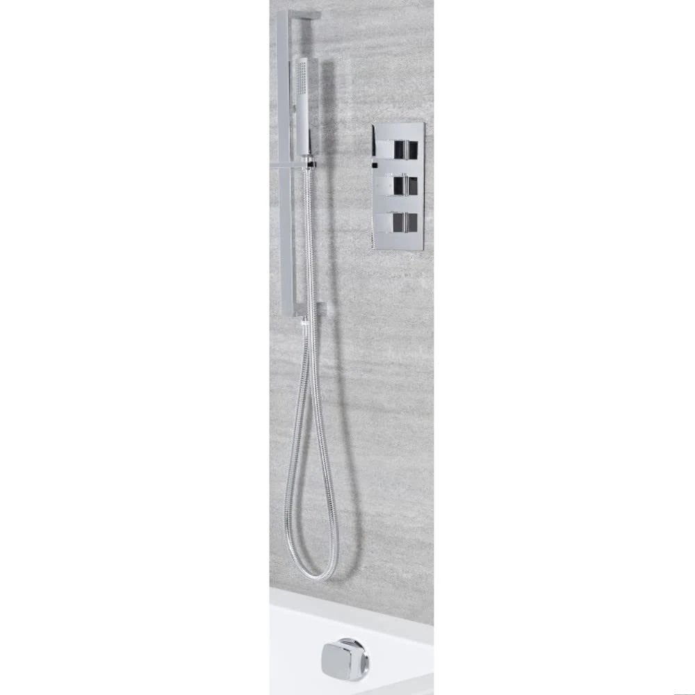 Milano Arvo Thermostatic Mixer Valve Hand Shower Riser Rail Overflow Bath Filler Tap - Chrome