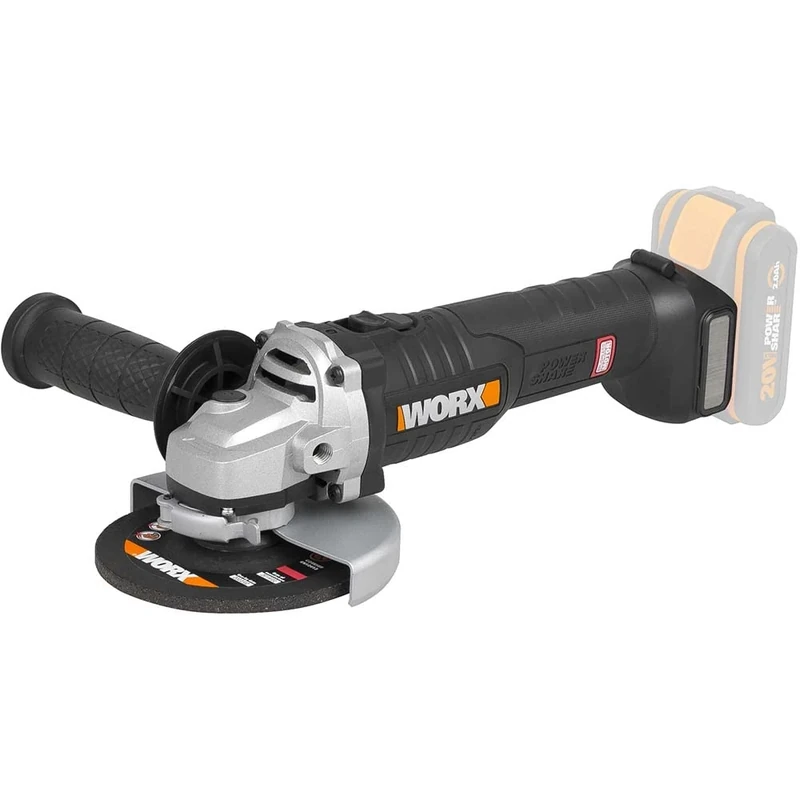 WORX Brushless Battery Grinder 125mm 20V Max | PowerShare | WX812.9 | Does not Include Battery or Charger | Brushless Motor | Slim Body for Better Grip