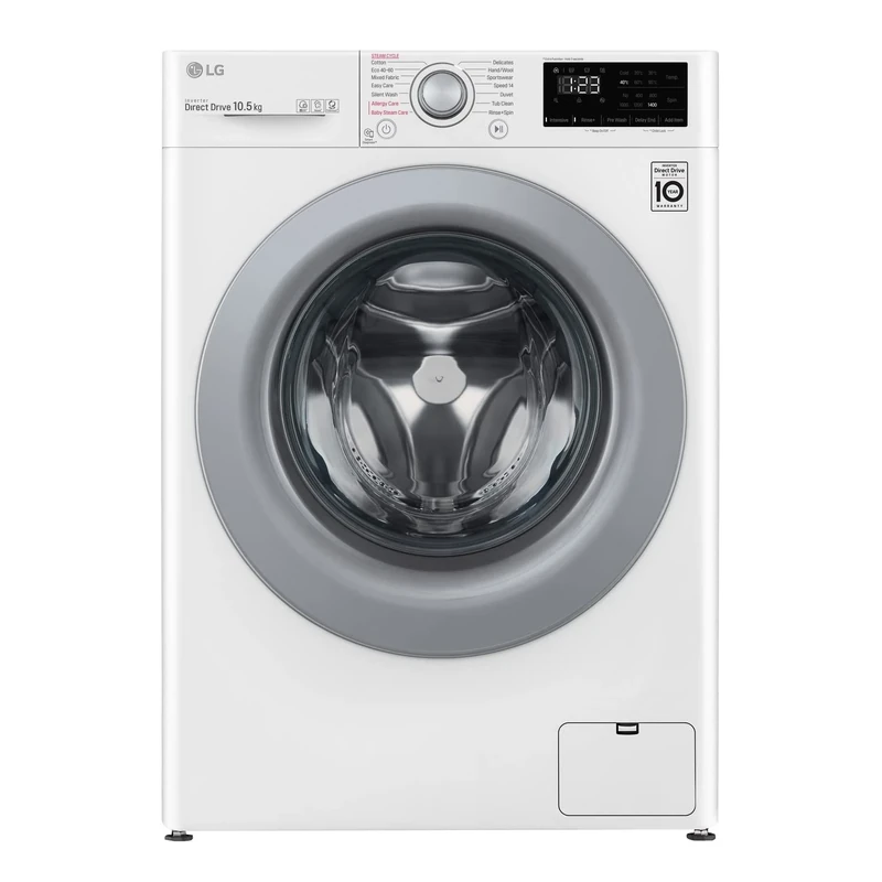 LG V3 F4V310WSE Steam 10.5kg Freestanding Washing Machine