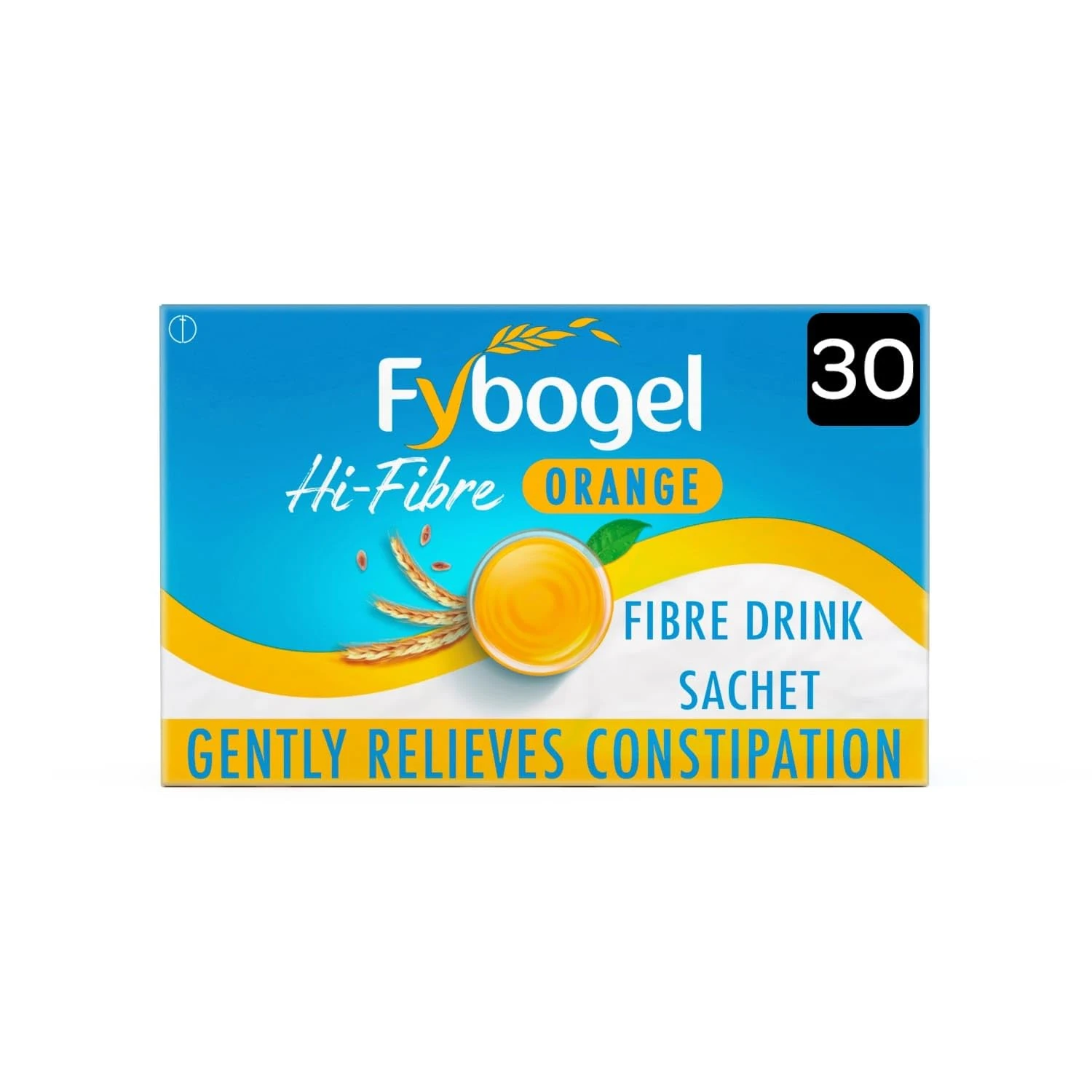 Fybogel Hi Fibre Sachets Orange Flavour 30 Pack - Gentle Constipation Relief, Easy Mix Powder, Vegan Friendly