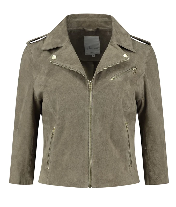 Goosecraft Women's GC Alanis morisette Leather Jacket, Olive, XXL, olive, XXL