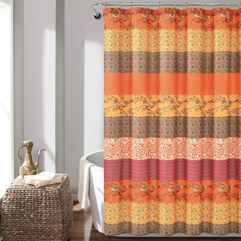 Lush Decor Royal Empire Shower Curtain, 72" x 72", Tangerine