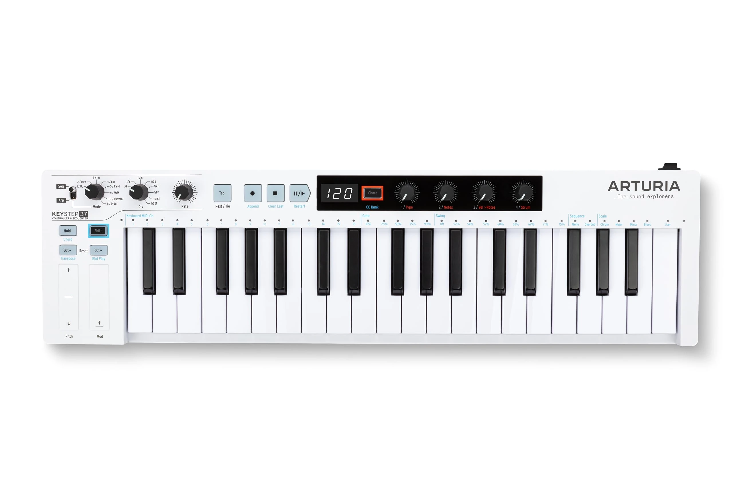 Arturia - Keystep 37 - Creative MIDI Controller, Sequencer, Arpeggiator and Chord Generator - 37-Note Slimkey Keyboard, Assignable MIDI CC Controls, Scale Mode, Versatile Connectivity