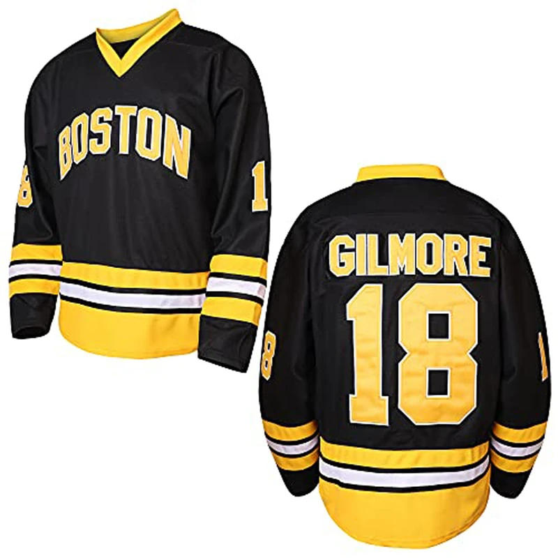 villa Happy Gilmore #18 Sandler 1996 Movie Ice Hockey Jersey Stitched Men Movie Hockey Jersey Men Black S-3XL (Black, Medium), Black, Medium - Image 1