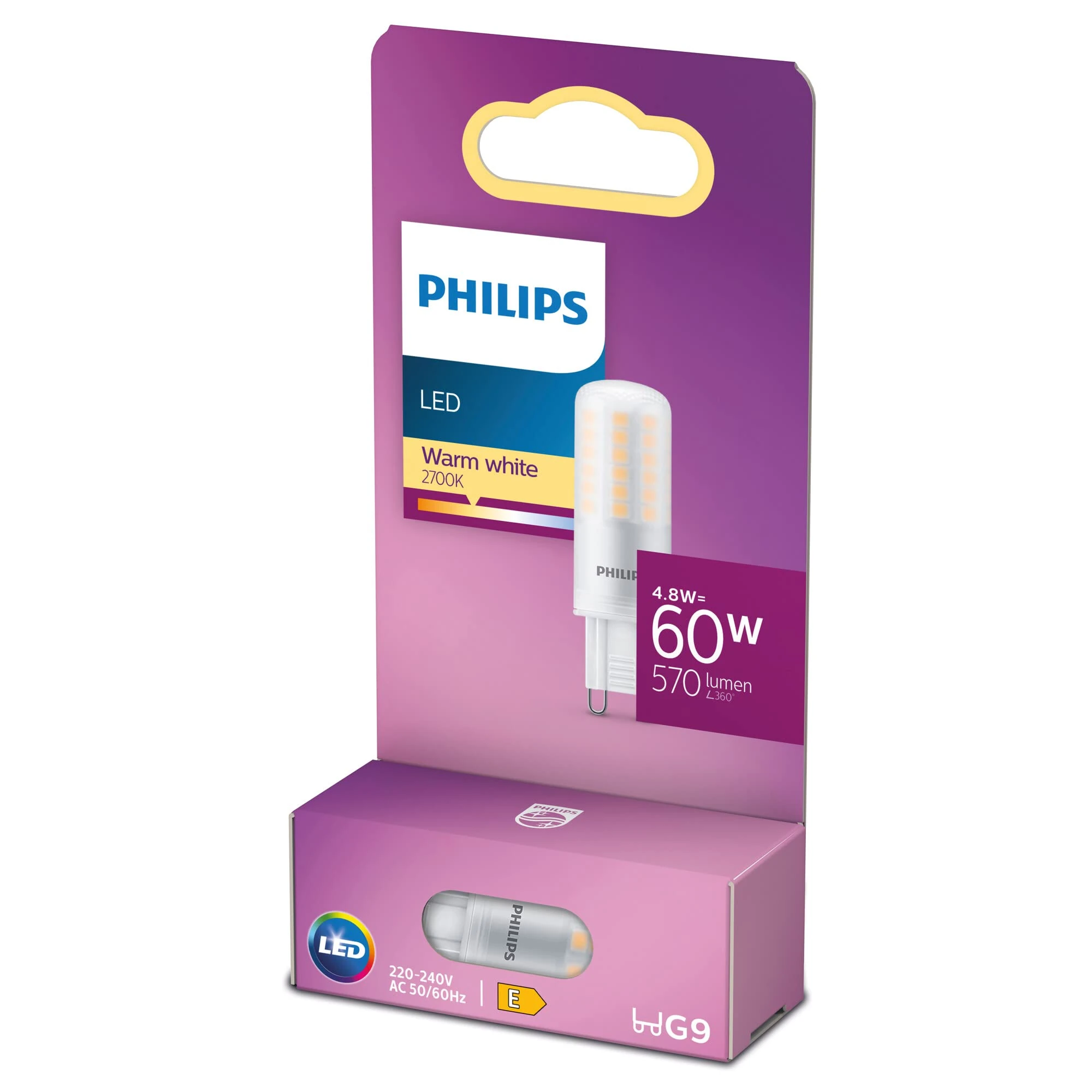 Philips LED Premium Light Capsule Spot [G9 Socket] 4.8W - 60W Equivalent, Warm White (2700K), Non-Dimmable