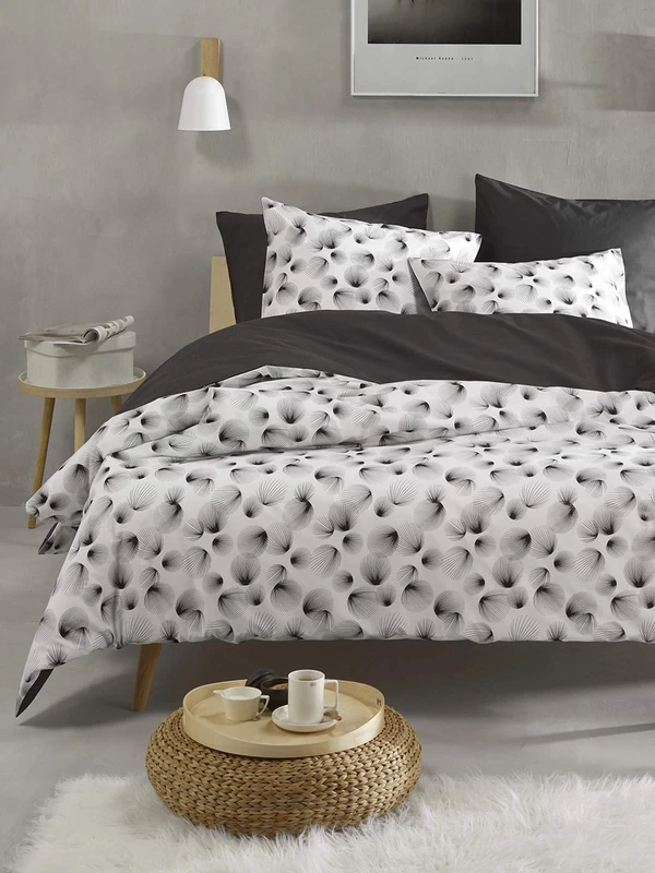 De Witte Lietaer Aileen Bedding Set: Duvet Cover and Pillowcases, Cotton, White-Black, 260 x 240 cm