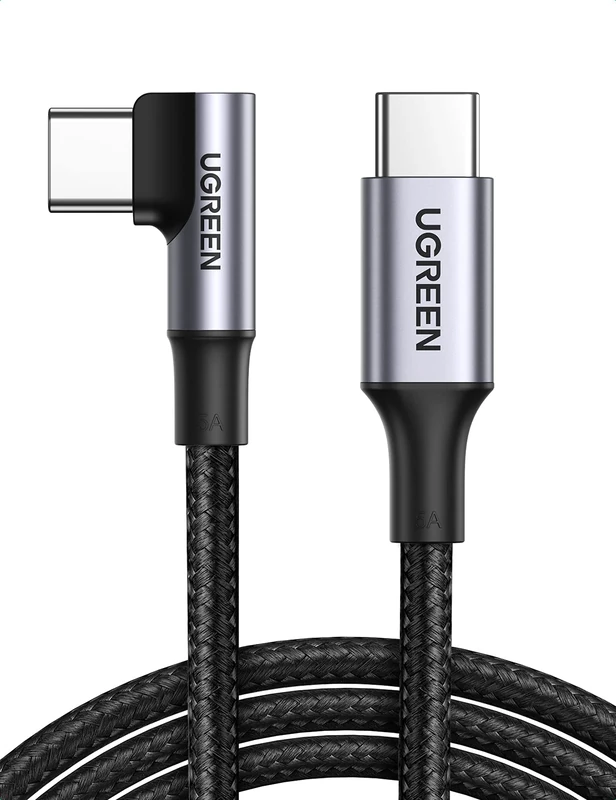 UGREEN USB C to USB C Cable Right Angle 100W USB C Fast Charging Compatible with MacBook Pro/Air, iPad Pro 2025, iPhone Air/17/16 Pro Max, Galaxy S25/S24 Ultra, Pixel 9 Pro, HP Dell XPS (0.5M)