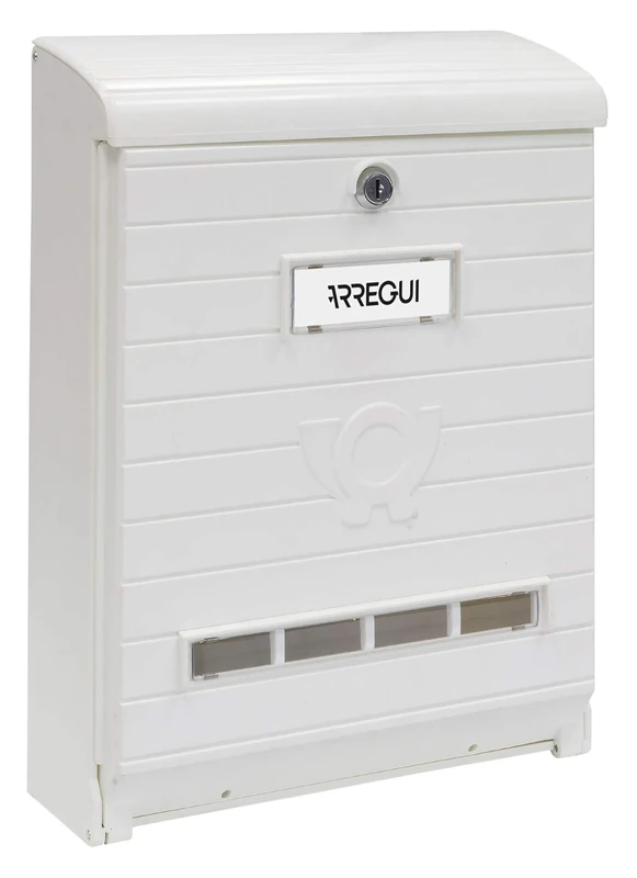 ARREGUI Mare E1061 Letter Box Made of Highly Durable Plastic, Size L (Magazines and C4 Envelopes), Weather-Resistant, Wall Letter Box with Protective Flap, Viewing Windows and Name Plate, White