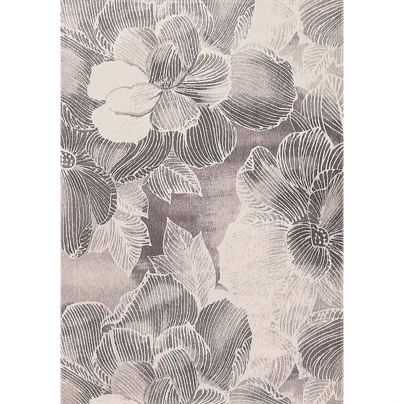 Homemania Printed Line Flowers Rug, Multi-Colour, Micro Polyamide, 80 x 200 cm
